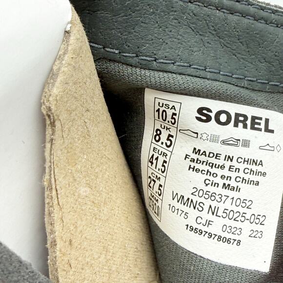 Sorel Women Evie ll Zip Wedge Bootie US 10.5 EU 41.5 Grey Leather Waterproof NIB - Picture 12 of 13